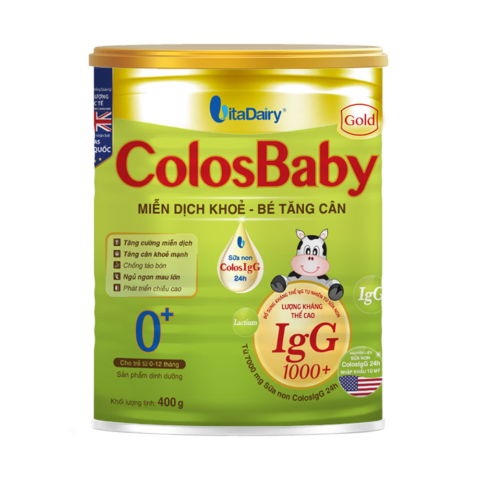 Sữa ColosBaby Gold 0 + Vitadairy 400g tăng cân, tăng miễn dịch