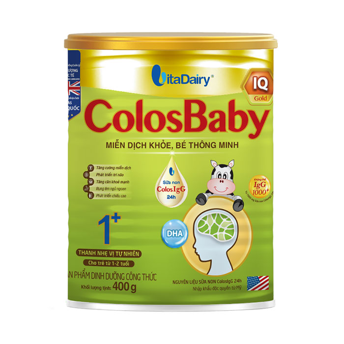 Sữa ColosBaby IQ Gold 1+ Vitadairy 400g – Sữa tăng miễn dịch, phát triển trí não