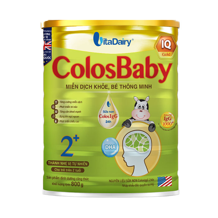 Sữa ColosBaby IQ Gold 2+ Vitadairy 800g – Sữa tăng miễn dịch, bé thông minh