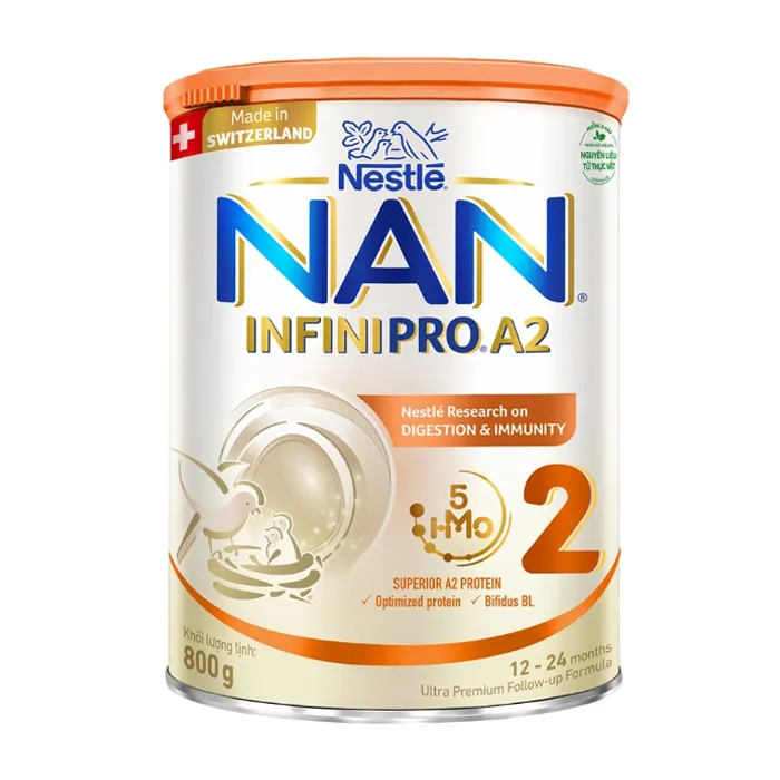 Sữa NAN Infinipro A2 số 2 Nestle 800g cho bé 1-2 tháng tuổi