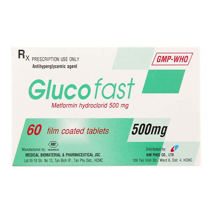 Glucofast 500mg Mebiphar điều trị tiểu đường 60 viên