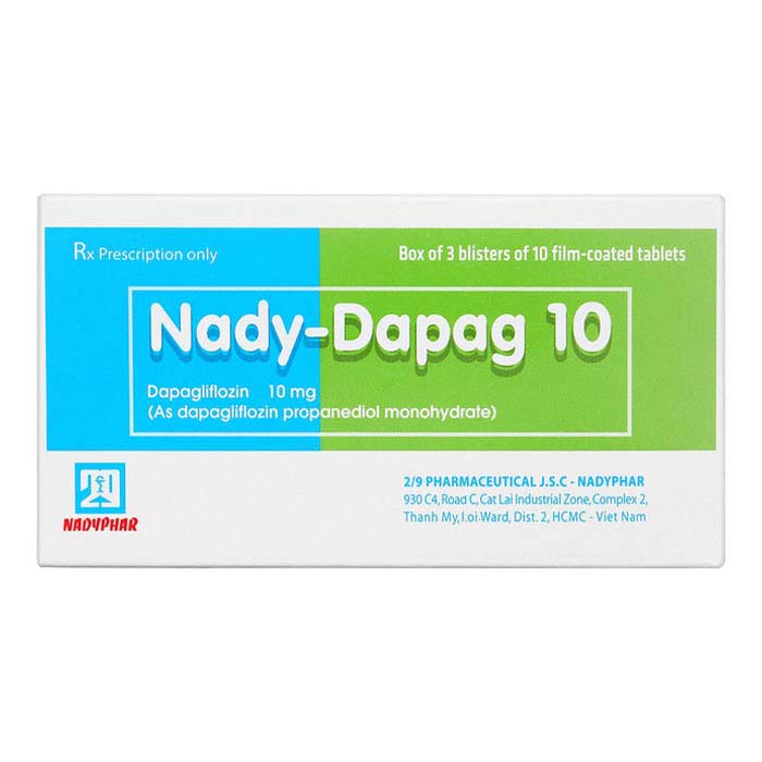Nady-Dapag 10 Nadyphar điều trị đái tháo đường 30 viên