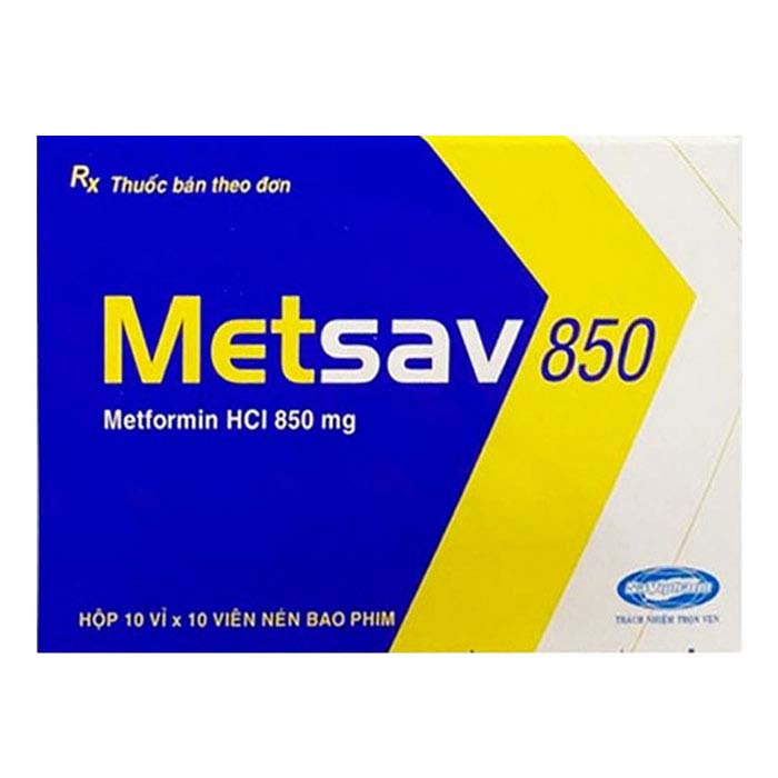 Metsav 850 Savipharm điều trị đái tháo đường 100 viên