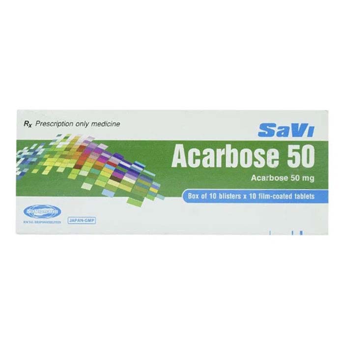 SaVi Acarbose 50 điều trị đái tháo đường 100 viên